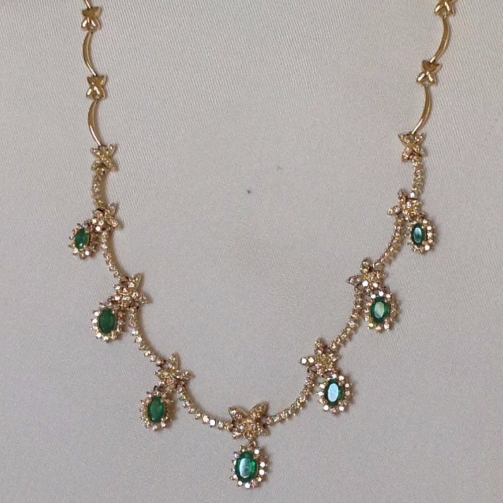 SOLD Layaway! Genuine Emerald/Diamond Necklace 14K - Picture 6 of 8